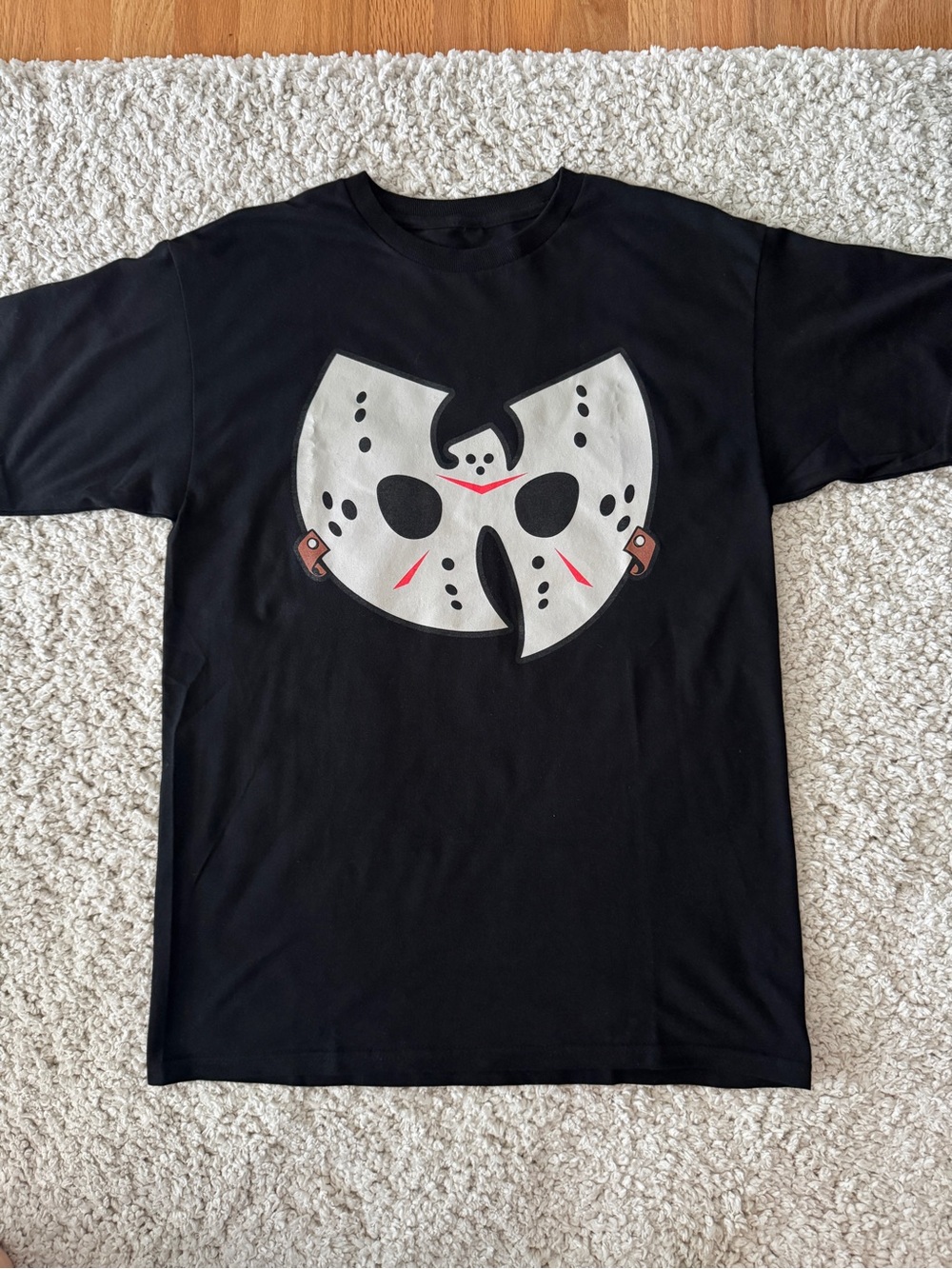 Wu tang Black Short-Sleeve Graphic Tee with Jason Mask Halloween